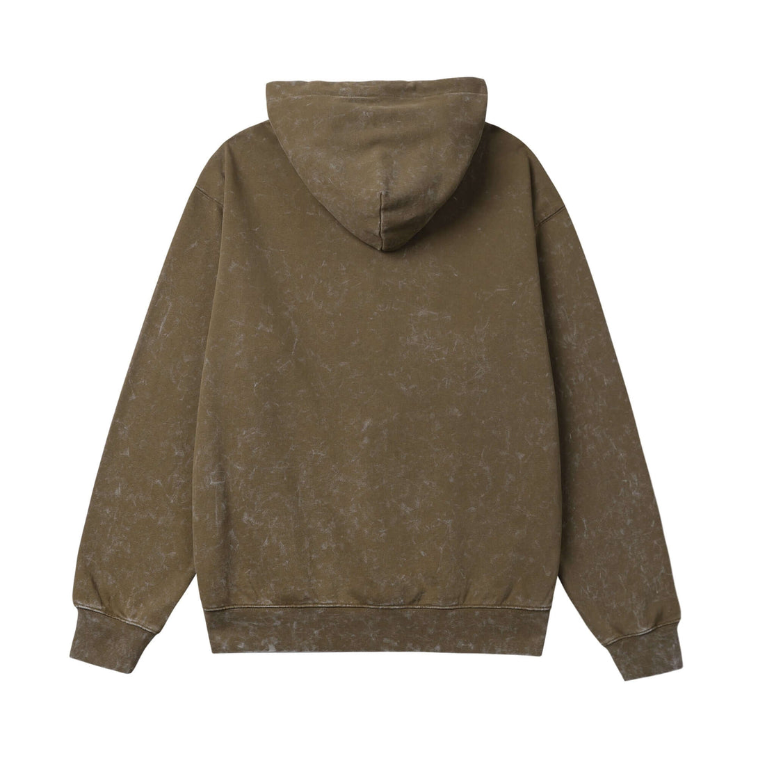 Back view of coffee brown heavyweight washed cotton hoodie