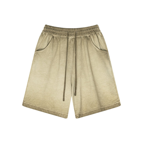 Reverse Stir-Fry Cloth Background Color Heavy Wash Cotton Shorts - April Su