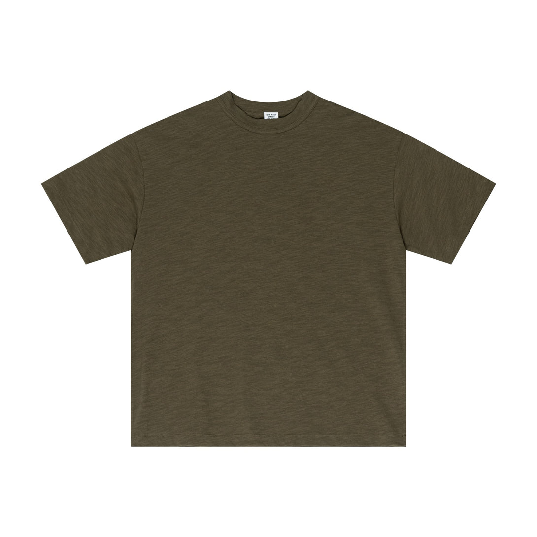 Yarn-Dyed Slub Cotton Short-Sleeved T-Shirt - April Su