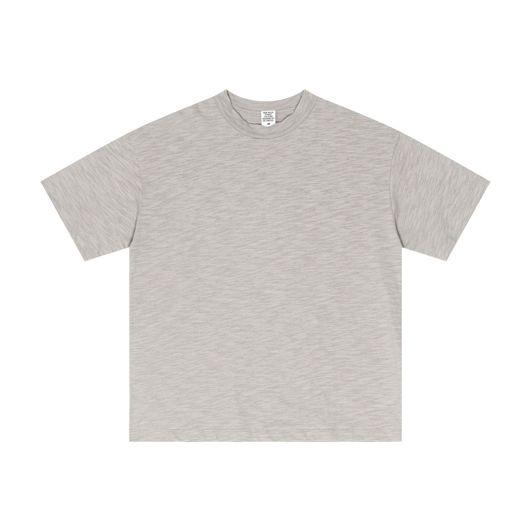 Yarn-Dyed Slub Cotton Short-Sleeved T-Shirt - April Su