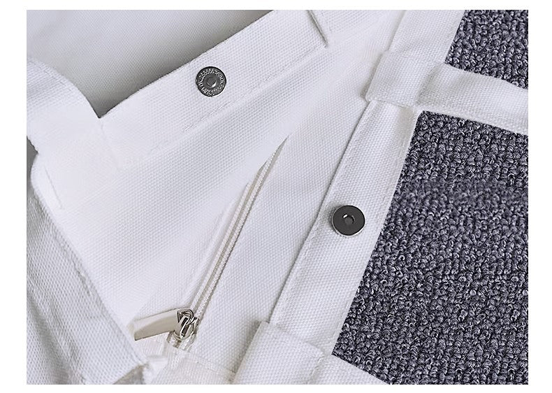 Recycled Cotton Magnetic Buckle Inside Bag Zipper Tote Bag - April Su