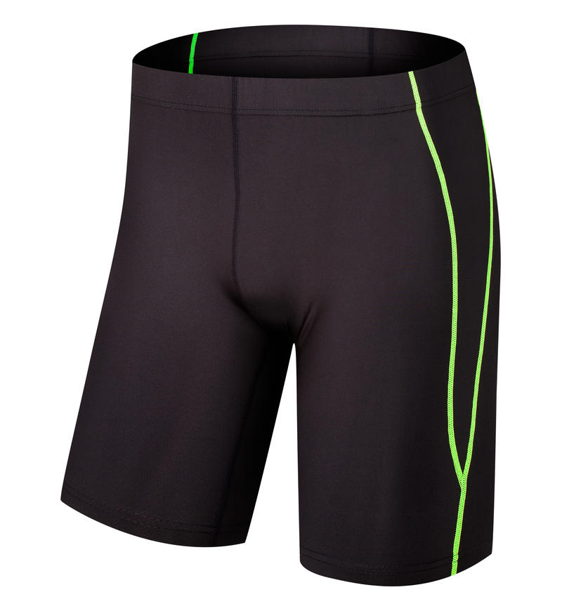 Black/Green athletic compression shorts for gym and running