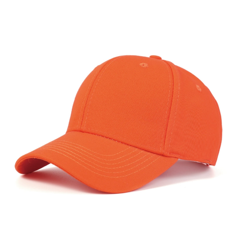 Orange cotton baseball cap front - heavyweight sports promotional gear