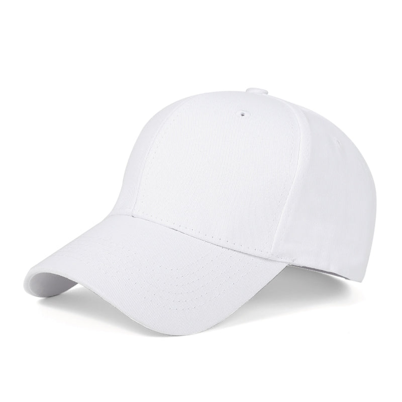 Durable 260g cotton sports baseball cap front view - white - bulk customizable