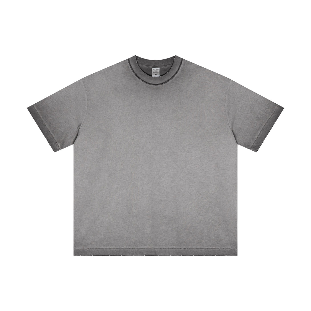 Gray washed cotton streetwear | Raw-edge detailing | OEM apparel manufacturing sample