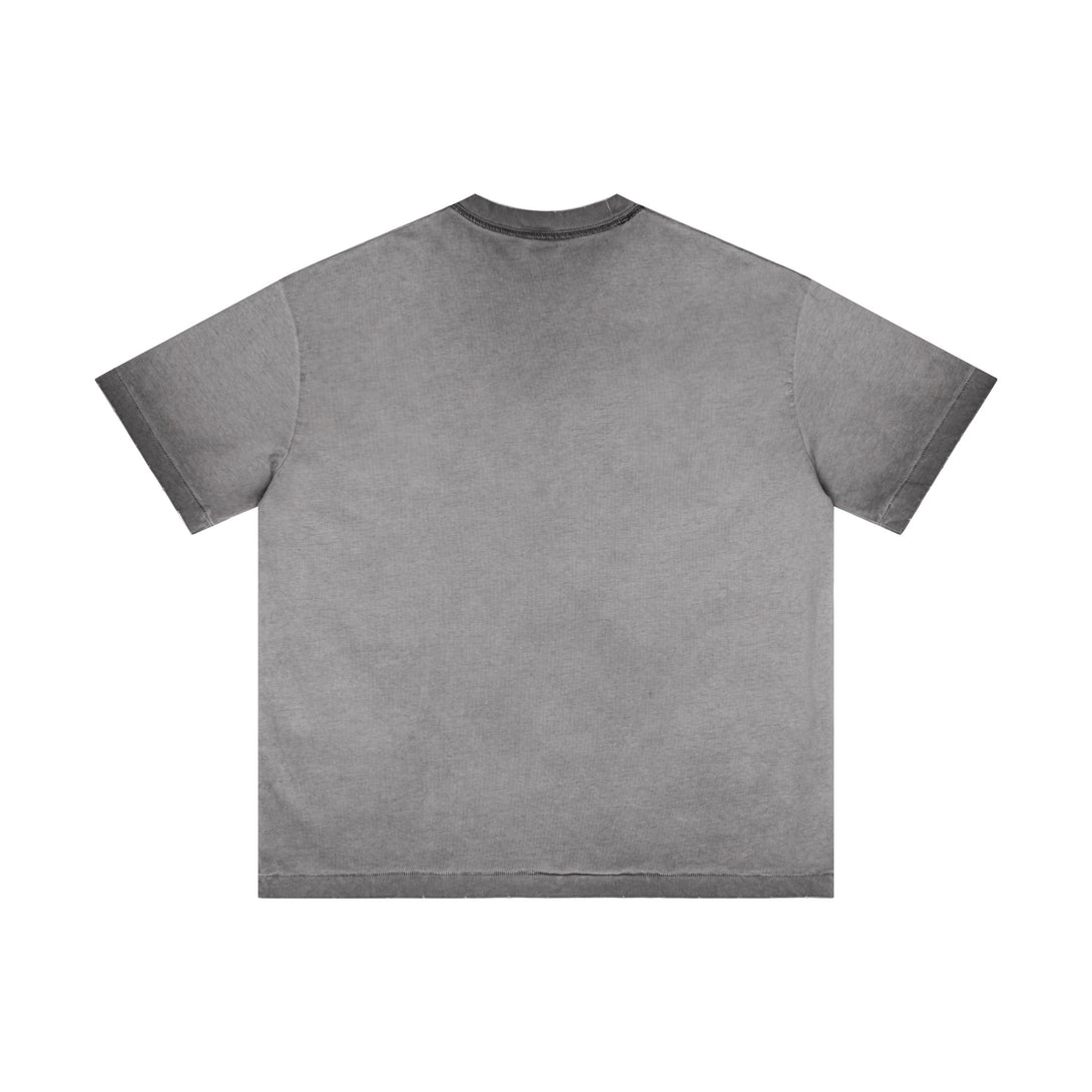 Gray streetwear rear | Washed cotton texture | Wholesale garment manufacturing