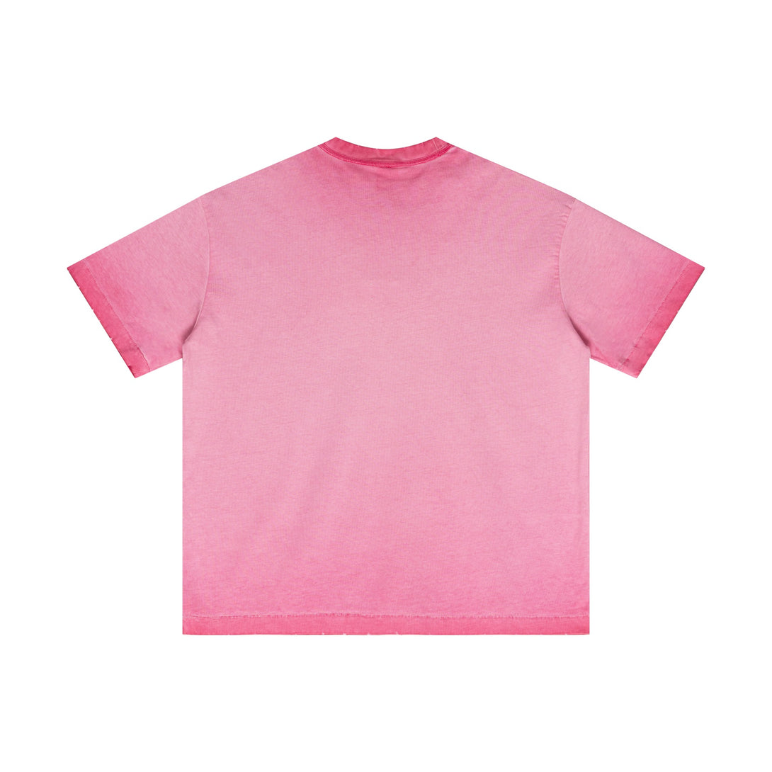 Rose Red pigment-dye rear | Street tee manufacturing | Bulk blank apparel