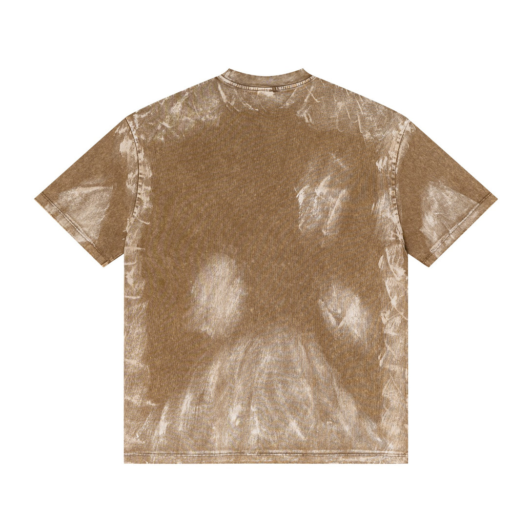 Coffee brown cotton tee back - Hand-brushed pigment-dye oversized blank