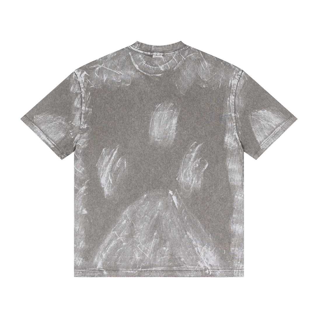 Light gray 100% cotton tee back - Pigment-dye wash oversized garment blank