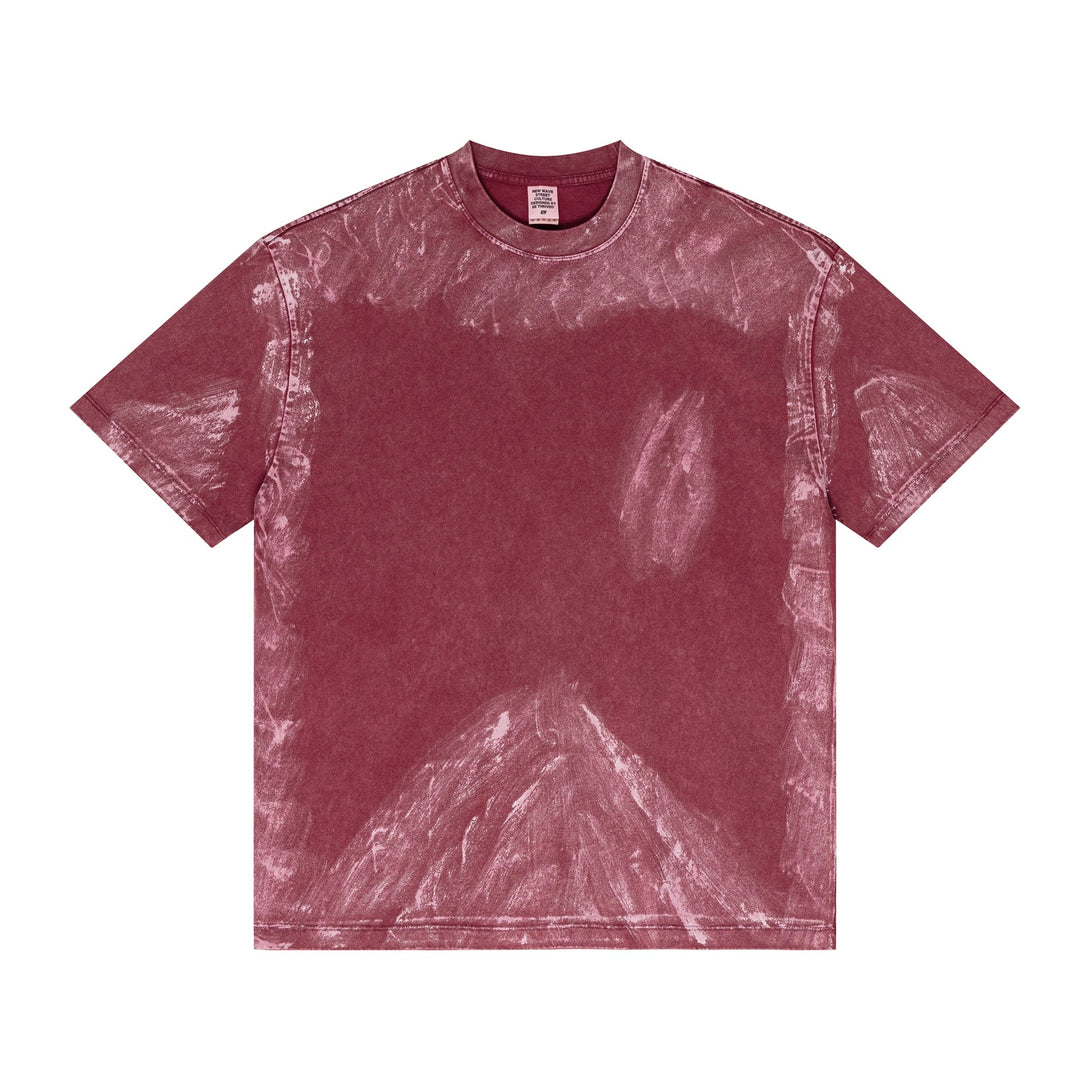 Vintage Red oversized crew neck | Pigment-dye finish front | OEM wholesale garment sample