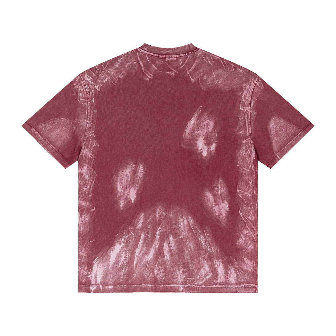 Vintage red oversized tee back - 100% cotton pigment-dye streetwear blank