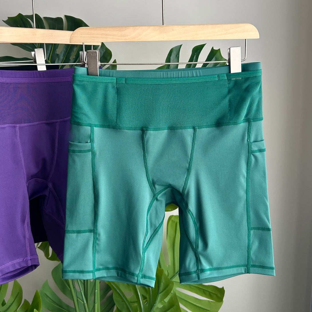 Men's Green Compression Shorts Front View
