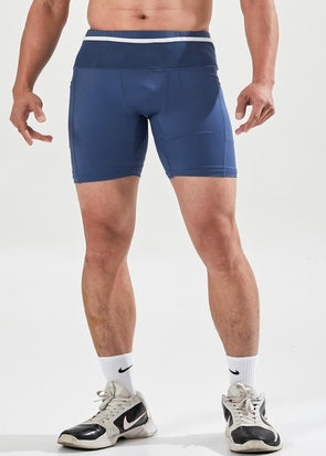 Men's Prussian Blue Compression Shorts Front View