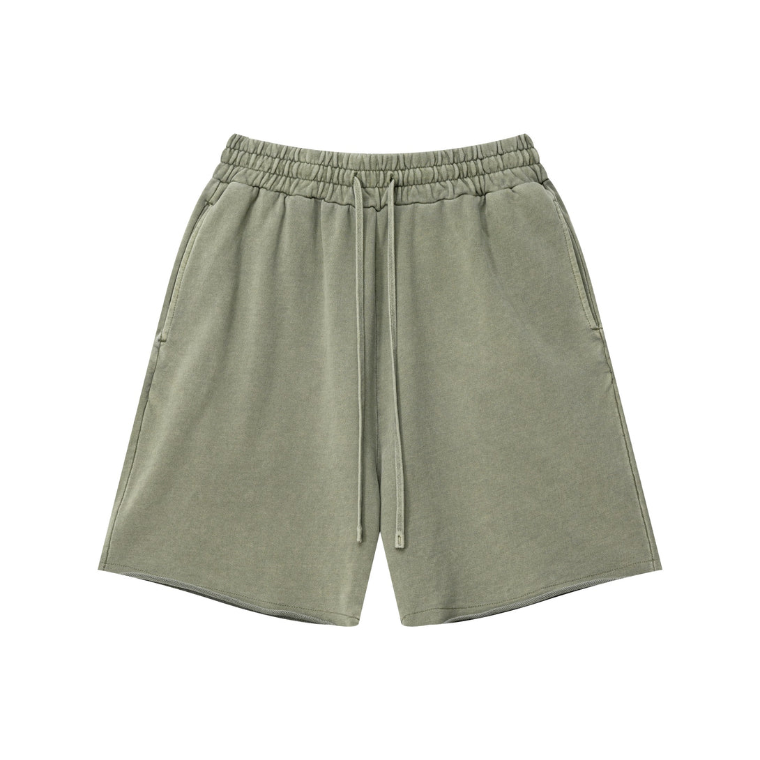 Army green military shorts front