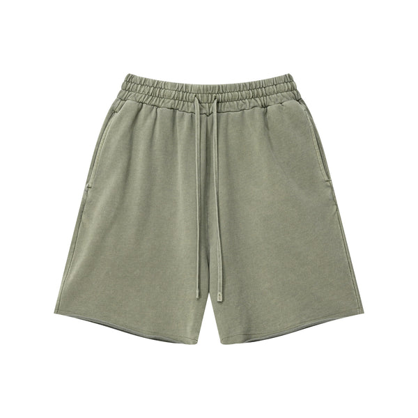 Army green military shorts front