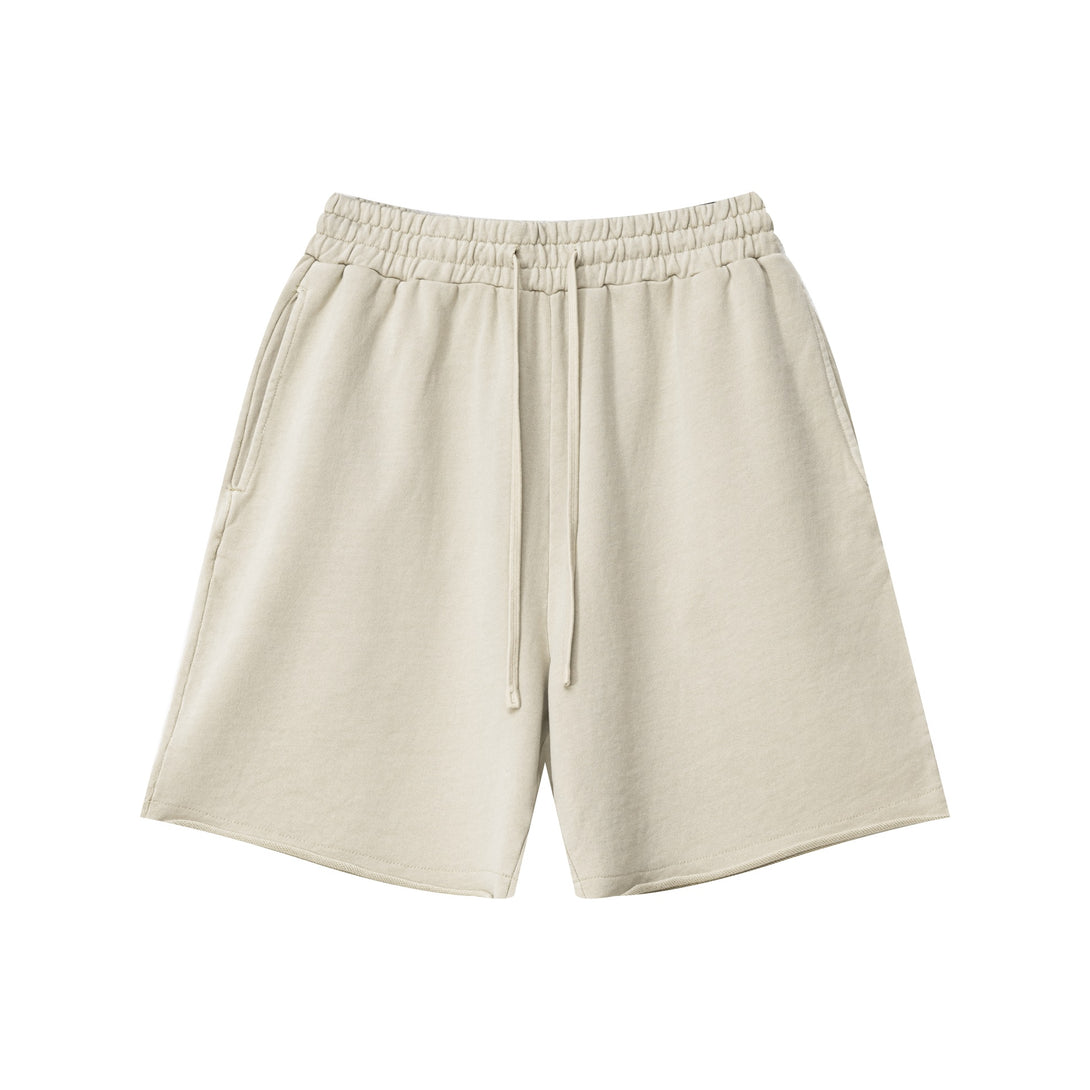 Beige pigment dye shorts front