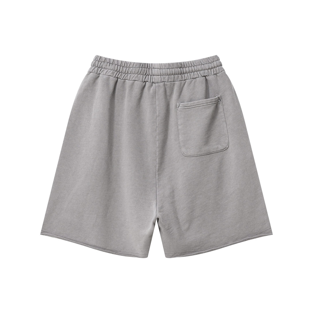 Medium gray rolled cuff shorts back