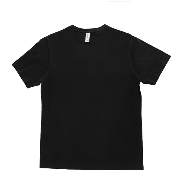 SS26TC0001 100% cotton t-shirt in black, laid flat front view.