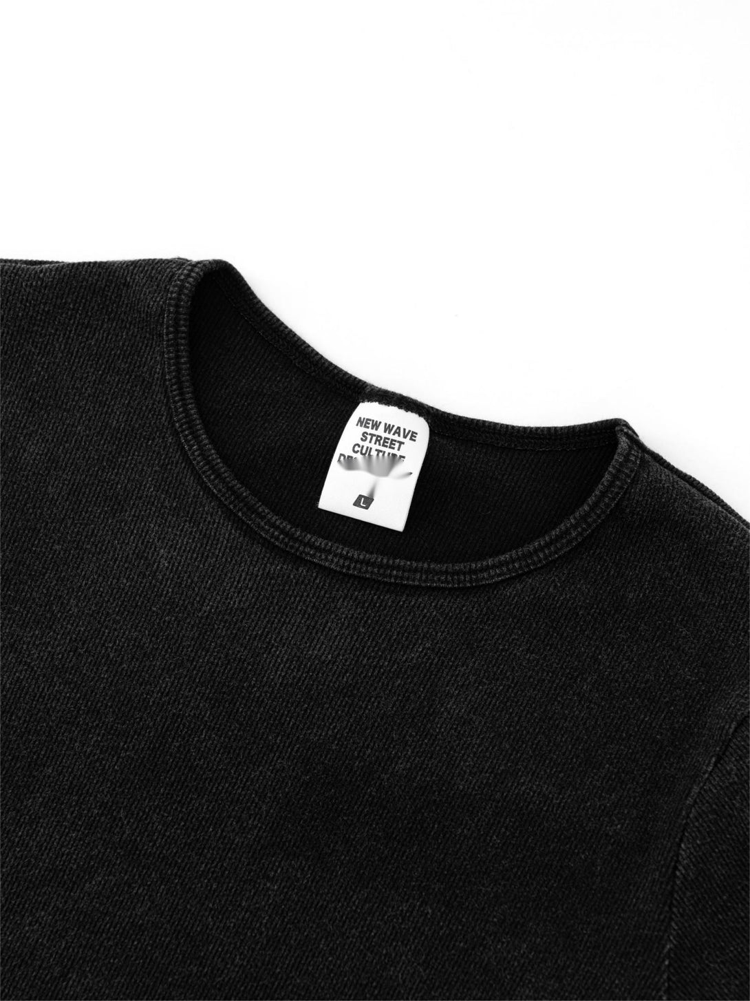 Reinforced rib collar detail on snow wash bodysuit