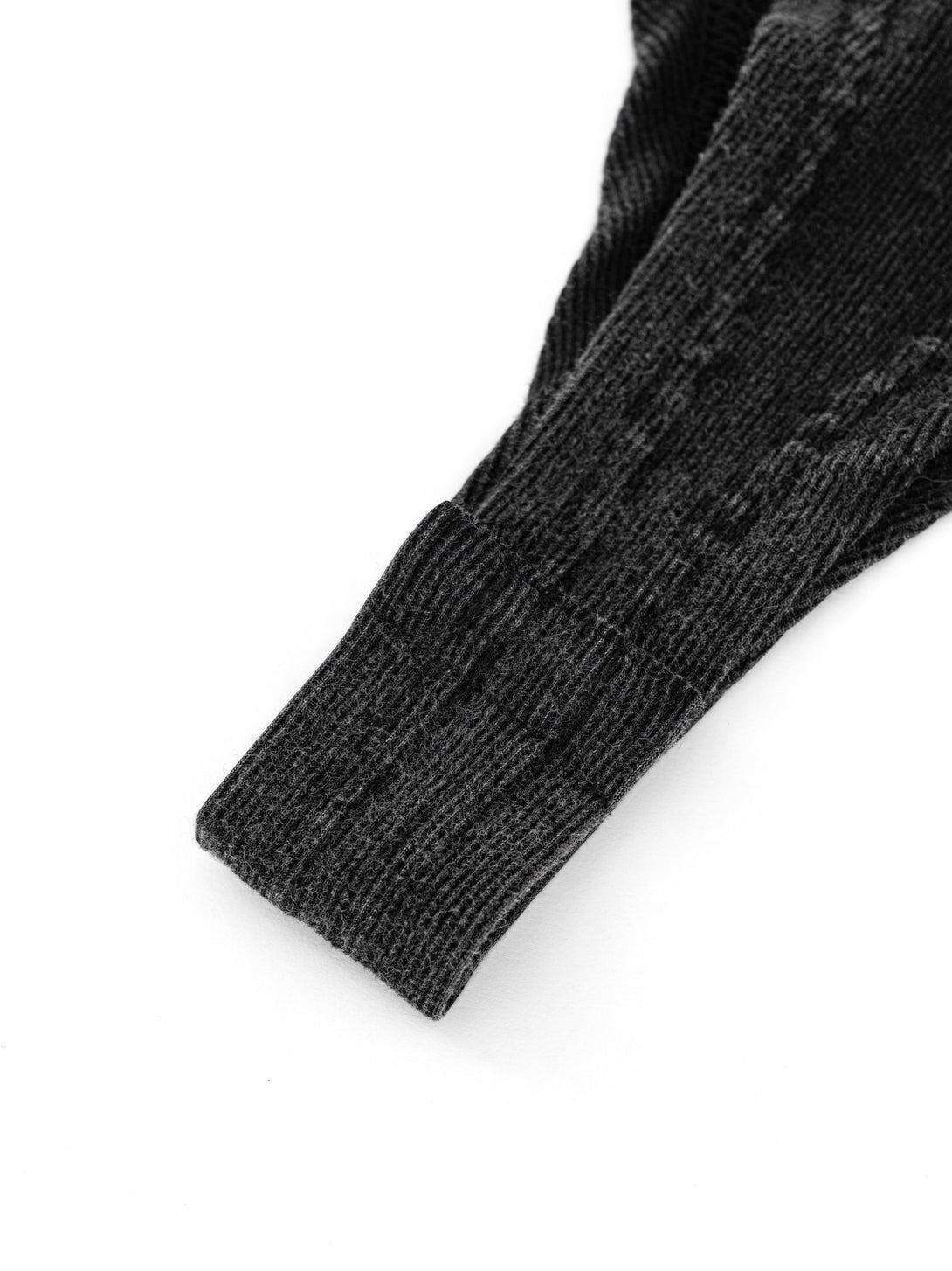 Double-needle hem finish on distressed bodysuit