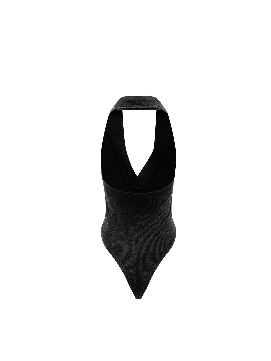 Sexy backless design on heavy wash black bodysuit
