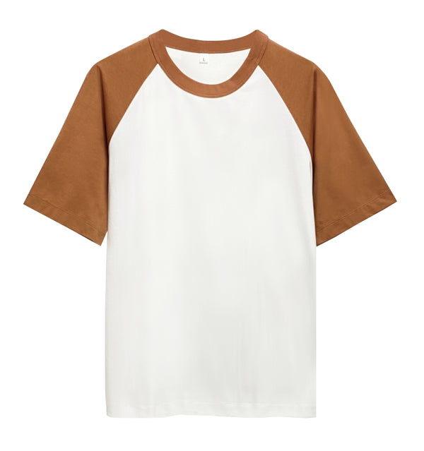 Sustainable unisex tee in White and Vintage Orange - bulk orders