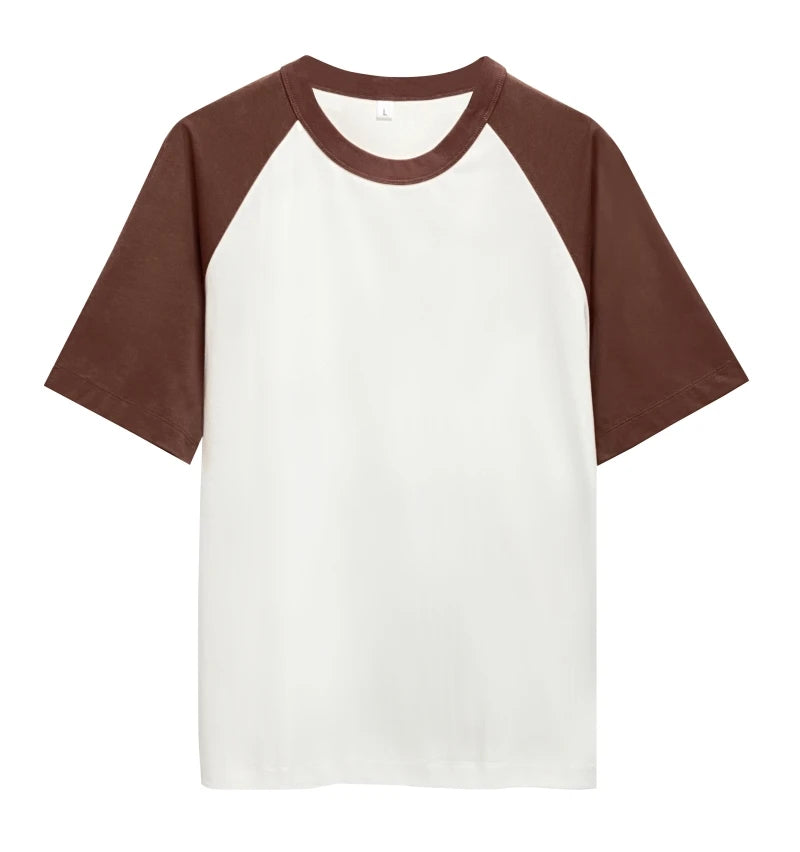 White and Bright Brown eco-friendly t-shirt - front view