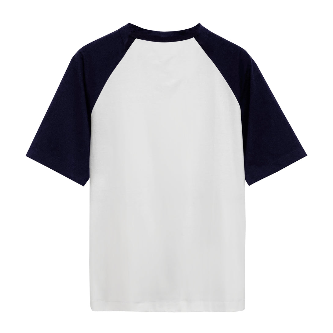 White and Dark Blue t-shirt back view - bulk apparel
