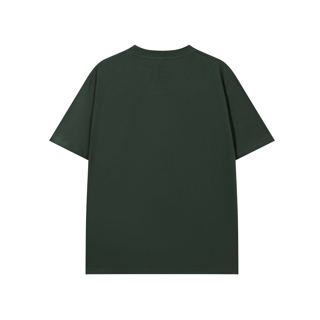 Army green plain tee back double-stitched