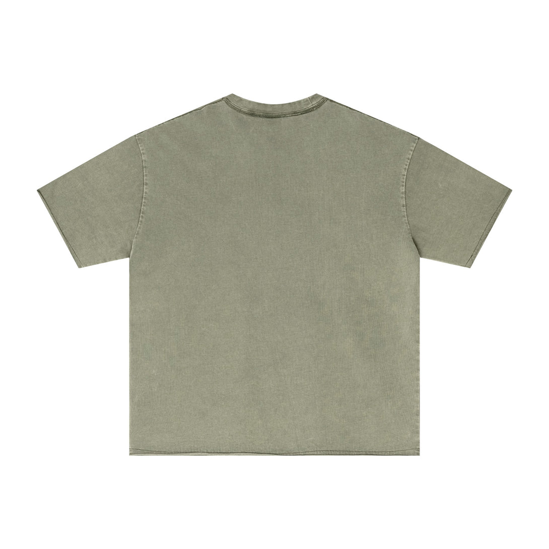 Army Green Raw-Edge T-Shirt Back | Eco-Friendly Distressing | Team Merchandise Supplier
