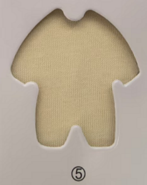 GOTS Snap Rompers - Organic Cotton Baby Bodysuit sample in beige fabric cutout shape.