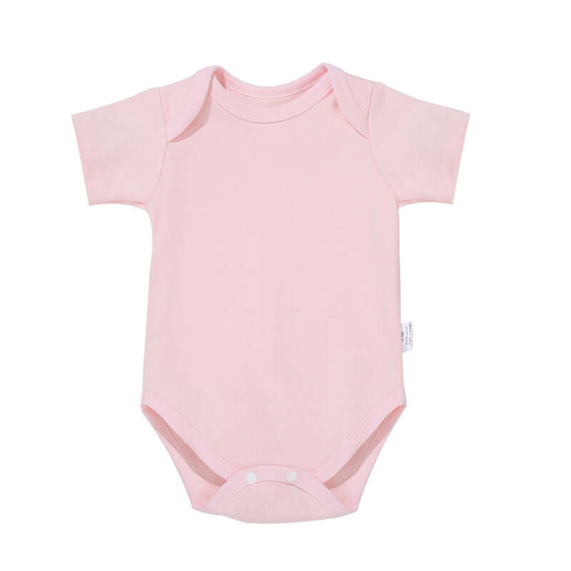 Pink snap-button romper (03) - GOTS organic cotton infant clothing OEM