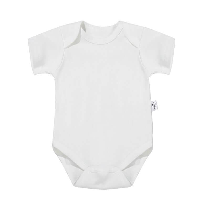 GOTS organic cotton baby romper (01 Natural) - Snap button short-sleeve OEM infant bodysuit