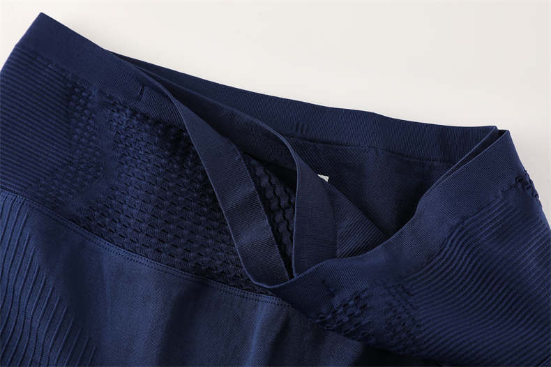 Interior waistband lining of blue training pants