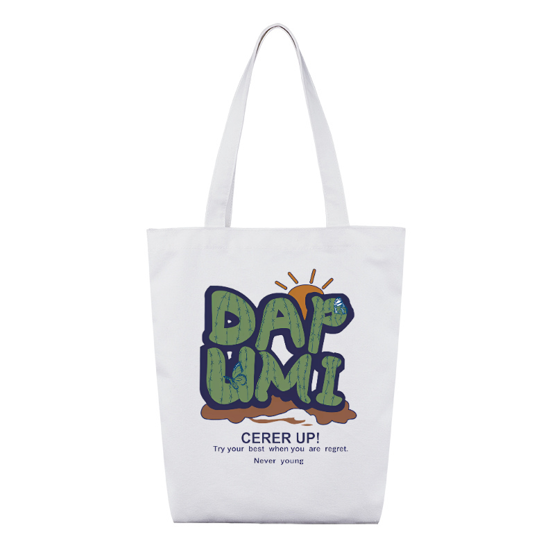 Custom logo printing on recycled cotton tote bag - wholesale personalized business gifts