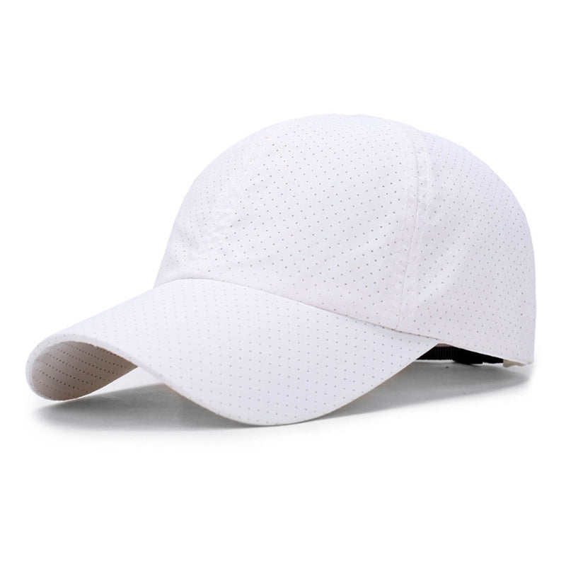 Breathable mesh baseball cap front - white quick-dry sports headwear - 170g polyester wholesale
