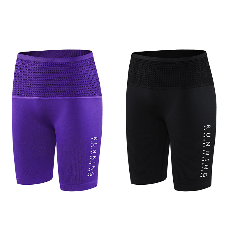 Color comparison: black vs purple men's compression shorts
