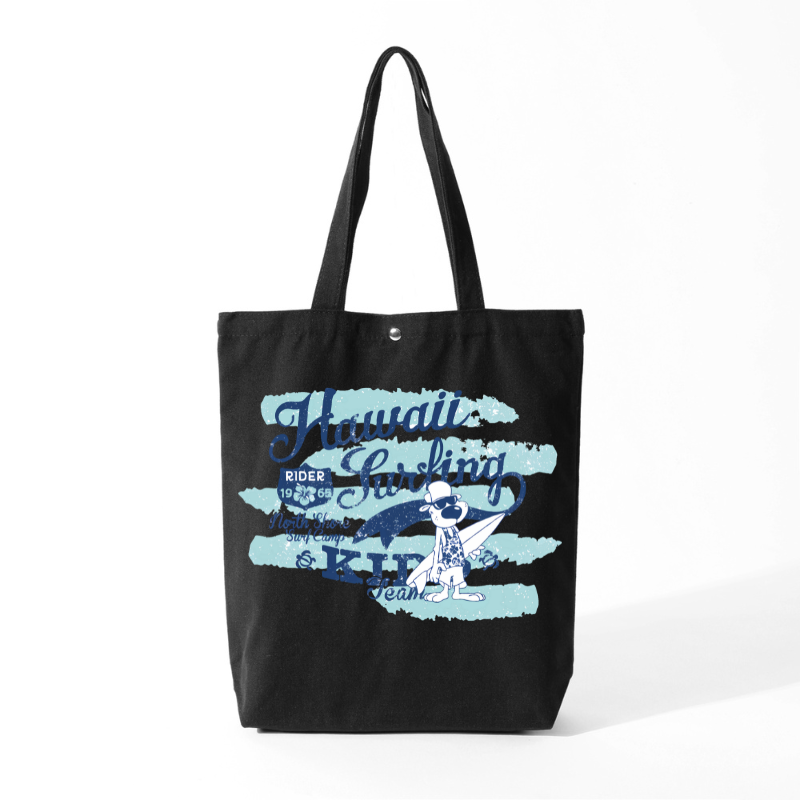 Custom logo printing on black canvas bag - professional branding solution for businesses
