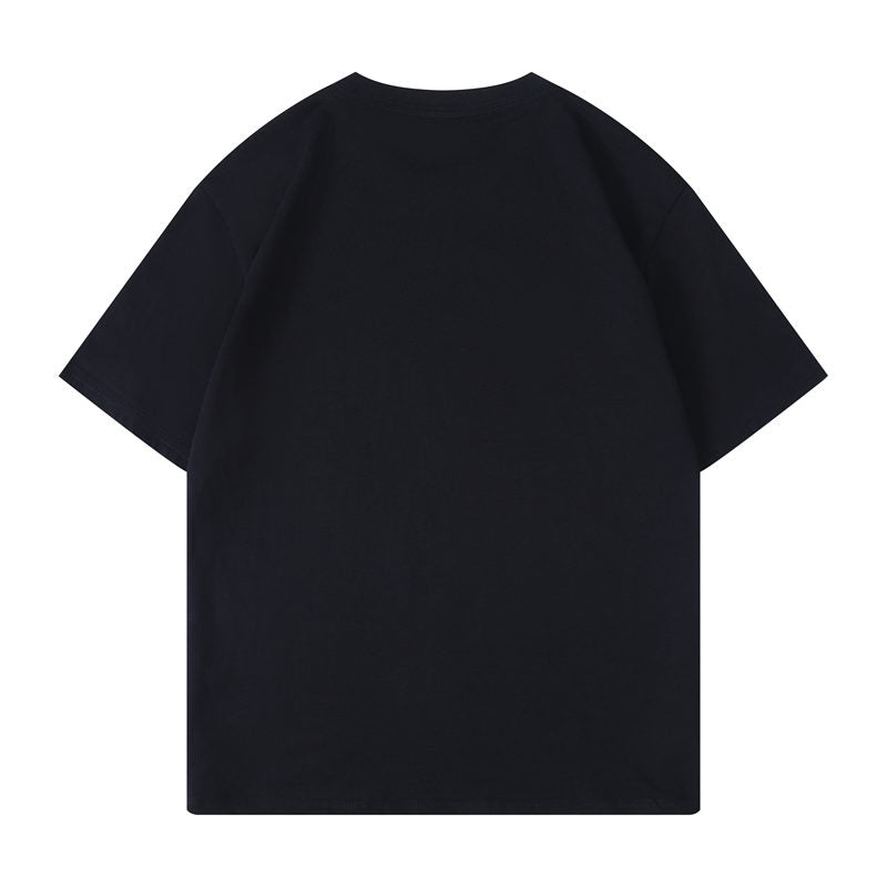 Cotton round neck blank t-shirt in black color - back view