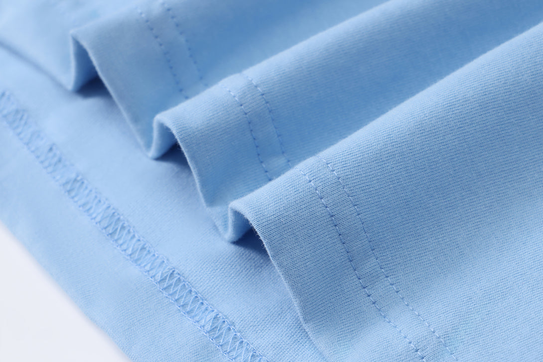  Bottom hem stitching on cotton round neck blank t-shirt
