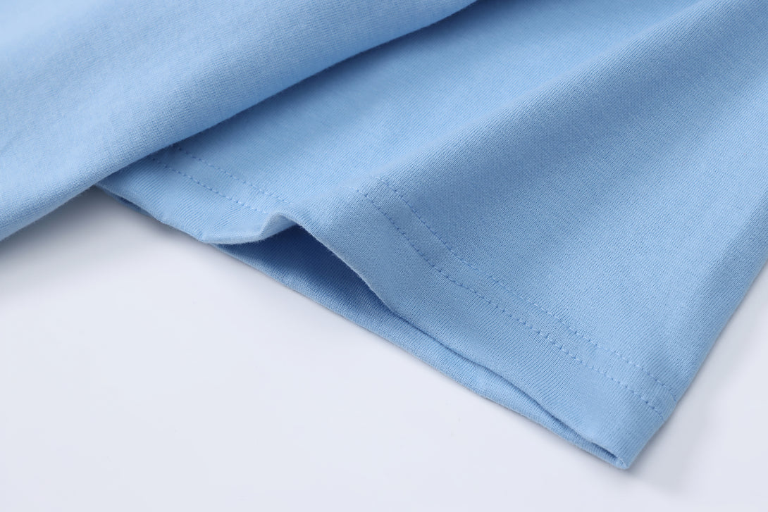 Cuff hem detail on cotton round neck blank t-shirt sleeve