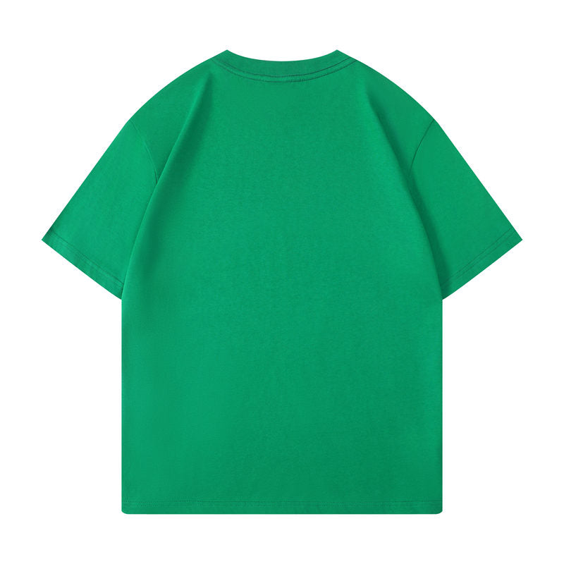 Cotton round neck blank t-shirt in emerald green color - back view