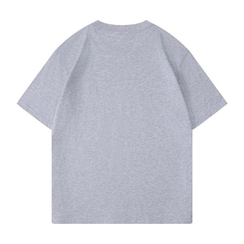 Cotton round neck blank t-shirt in gray color - back view