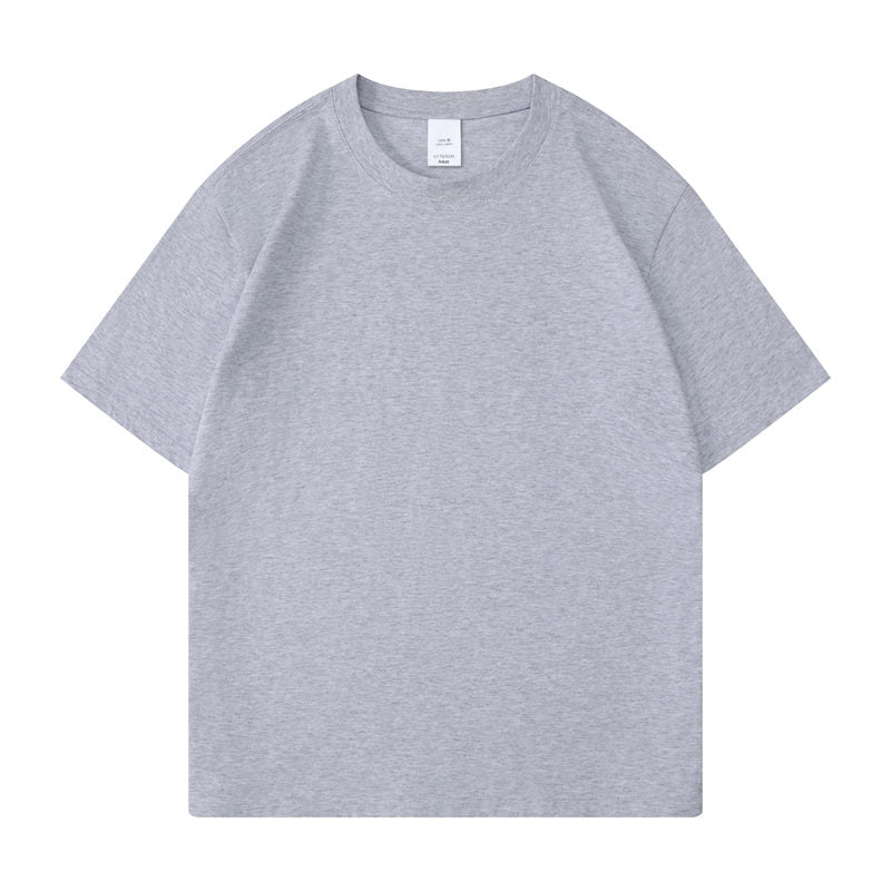 Cotton round neck blank t-shirt in gray color - front view