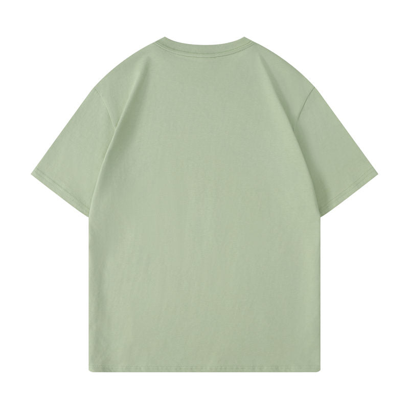 Cotton round neck blank t-shirt in emerald green color - back view