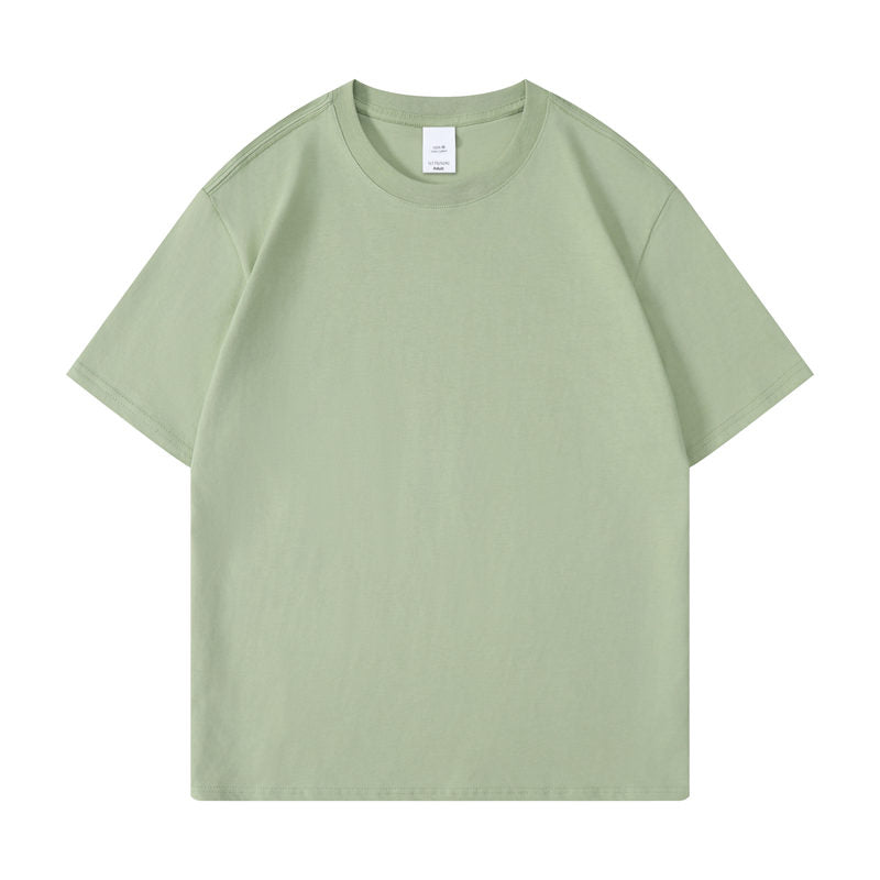 Cotton round neck blank t-shirt in emerald green color - front view