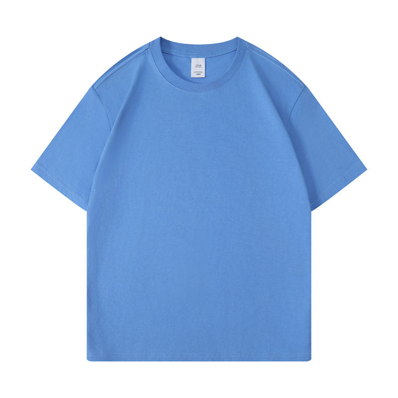 Cotton round neck blank t-shirt in periwinkle color - front view
