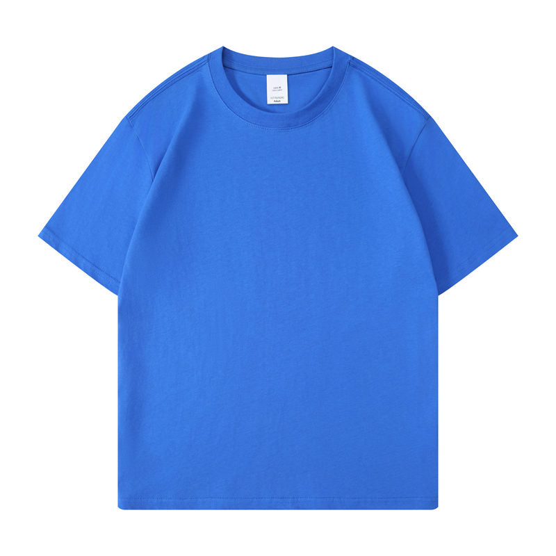 Cotton round neck blank t-shirt in royal blue color - front view