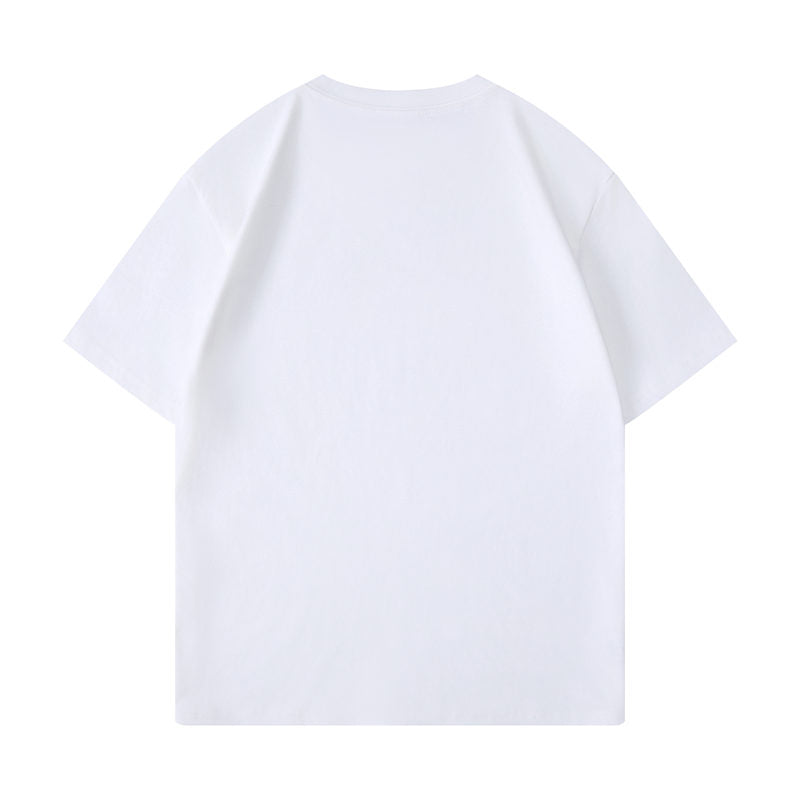 Cotton round neck blank t-shirt in white color - back view