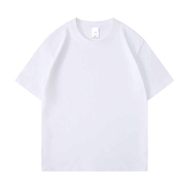 Cotton round neck blank t-shirt in white color - front view